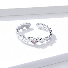 Load image into Gallery viewer, 925 Sterling Silver Simple Cute Heart Shape Adjustable Open Ring with Cubic Zirconia