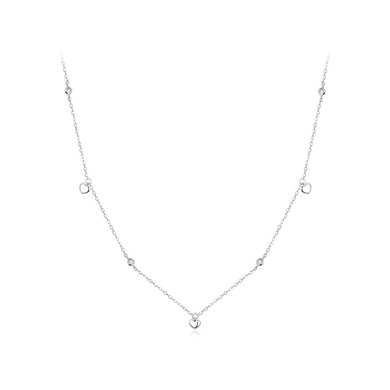 925 Sterling Silver Simple Cute Heart Shape Necklace with Cubic Zirconia