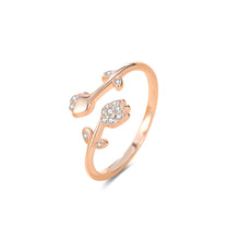 Load image into Gallery viewer, 925 Sterling Silver Plated Rose Gold Simple Temperament Tulip Adjustable Open Ring with Cubic Zirconia