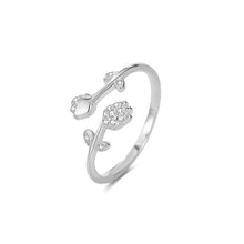 Load image into Gallery viewer, 925 Sterling Silver Simple Temperament Tulip Adjustable Open Ring with Cubic Zirconia