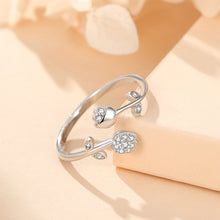 Load image into Gallery viewer, 925 Sterling Silver Simple Temperament Tulip Adjustable Open Ring with Cubic Zirconia