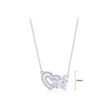 Load image into Gallery viewer, 925 Sterling Silver Fashion and Romantic Double Heart-shaped Pendant with Pink Cubic Zirconia and Necklace