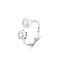 Load image into Gallery viewer, 925 Sterling Silver Fashion Simple Geometric Freshwater Pearl Adjustable Open Ring