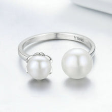 Load image into Gallery viewer, 925 Sterling Silver Fashion Simple Geometric Freshwater Pearl Adjustable Open Ring