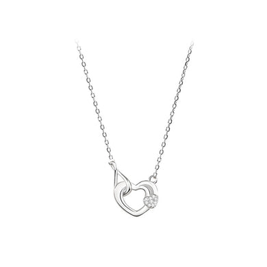 925 Sterling Silver Fashion and Romantic Möbius Strip Heart-shaped Pendant with Cubic Zirconia and Necklace For Women