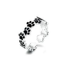 Load image into Gallery viewer, 925 Sterling Silver Simple Cute Paw Print Adjustable Open Ring