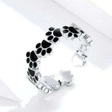 Load image into Gallery viewer, 925 Sterling Silver Simple Cute Paw Print Adjustable Open Ring