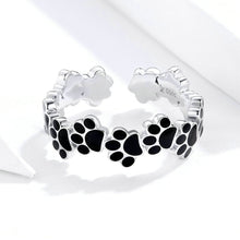 Load image into Gallery viewer, 925 Sterling Silver Simple Cute Paw Print Adjustable Open Ring