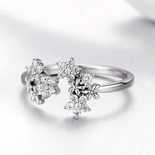 Load image into Gallery viewer, 925 Sterling Silver Fashion Simple Flower Adjustable Open Ring with Cubic Zirconia