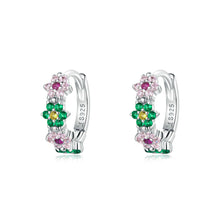 Load image into Gallery viewer, 925 Sterling Silver Fashion Sweet Colorful Flower Earrings with Cubic Zirconia