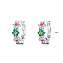 Load image into Gallery viewer, 925 Sterling Silver Fashion Sweet Colorful Flower Earrings with Cubic Zirconia