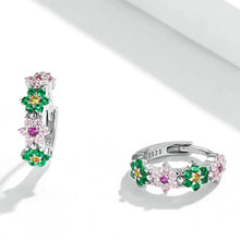 Load image into Gallery viewer, 925 Sterling Silver Fashion Sweet Colorful Flower Earrings with Cubic Zirconia